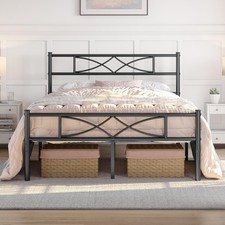 Yaheetech 5ft King Bed Frames Metal Slatted Bed Platform with Curved Design