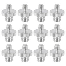 12 Pcs 3/8" Male to 1/4" Male Thread Camera Tripod Screw Adapter, Silver