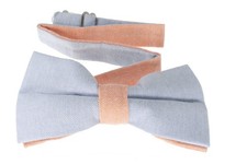 Men  s Two-Tone Linen Bow Tie Blue  Peach Pre-Tied Adjustable Bowtie Wedding