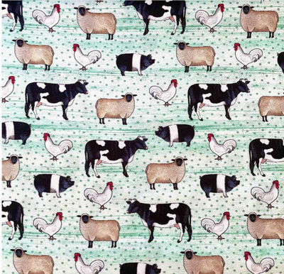 Spring Hill Farm Aimals on Light Mint Green Background By Benartex Lot price
