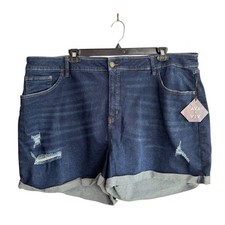 Ava  Viv Womens Plus Sz 26W Stretch Denim Jean Shorts High-rise Midi Distressed
