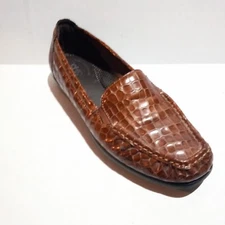 SAS Brown Croc Embossed Leather Loafers-Size 7.5M-TriPad-Comfort-Arch Support