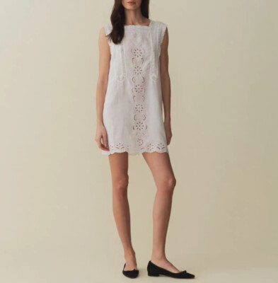 doen mini white dress Doen Organic Cotton Almadia Mini Dress in White