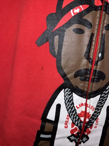 Y2K TUPAC RED FULL ZIP HOODIE SWEATSHIRT RAP CREATING LIMITLESS HEIGHTS 2XL - Picture 6 of 17