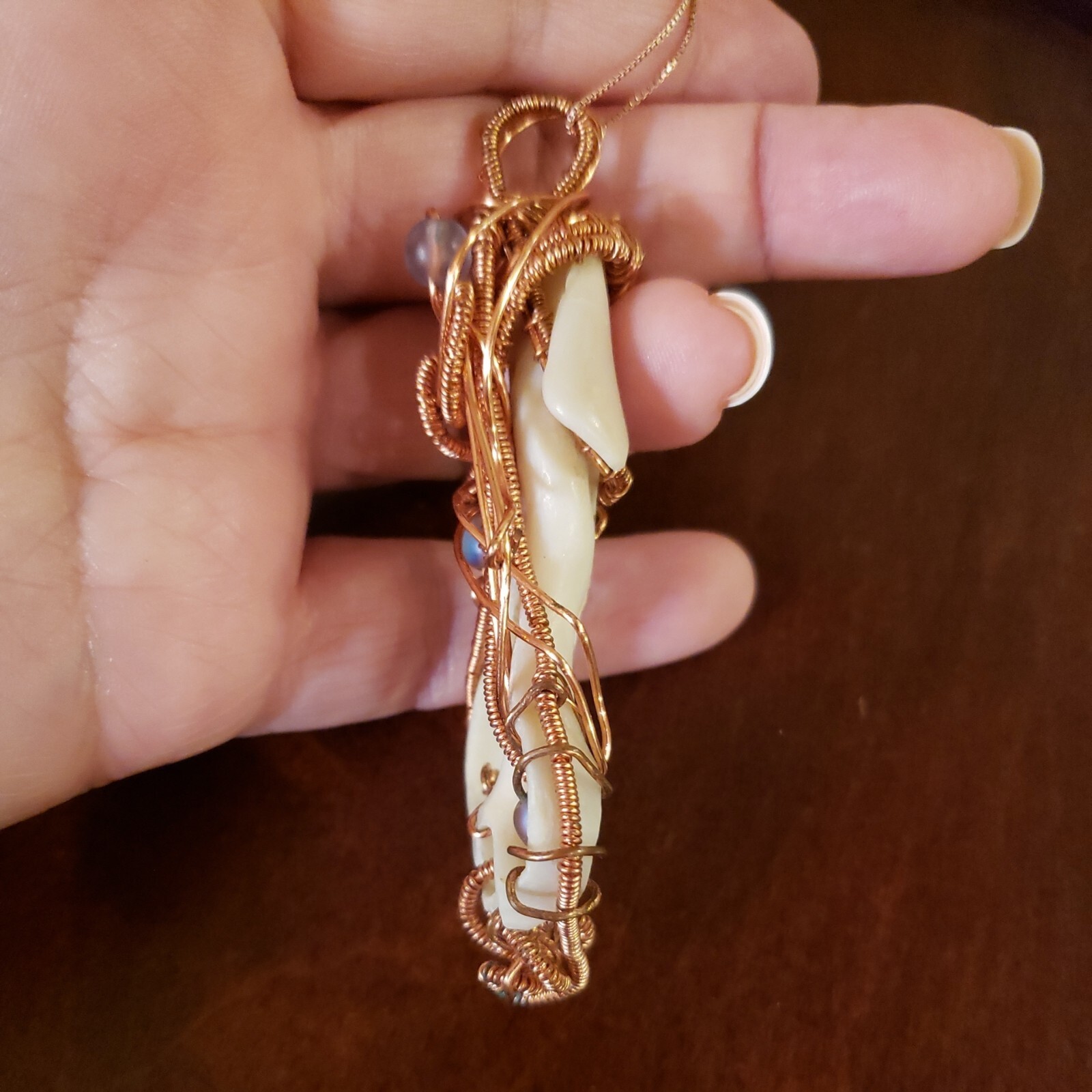 Hand Wired COPPER, SHELL SKELETON, & BEAD Necklac… - image 6