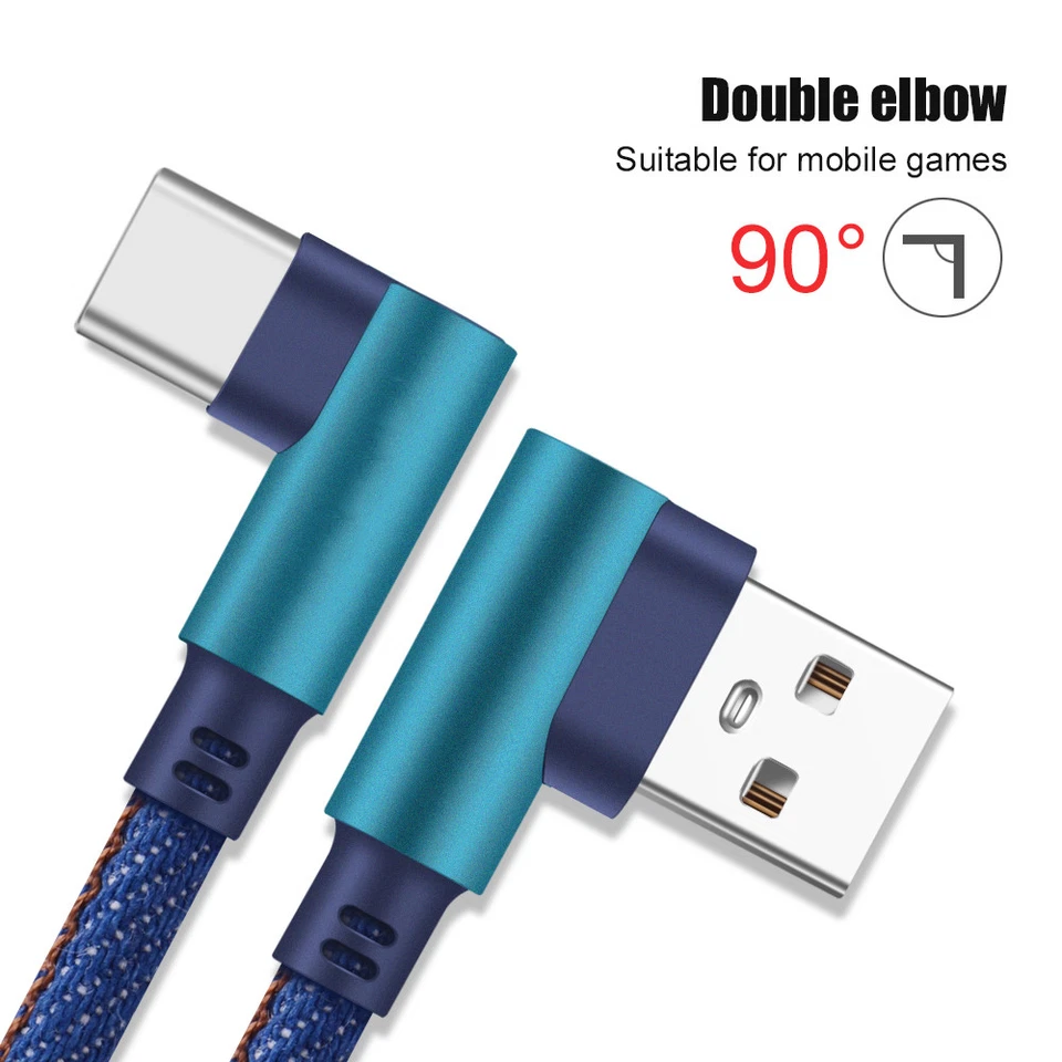 Type C 90 Degree Right Angle USB C 3.1 Fast Data Sync Charging Charger Cable Hot - Image 2 of 4