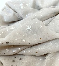 Shining Star Foil Print Glitter Sparkle Metallic Lightweight Scarf Shawl 