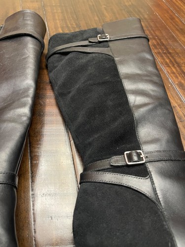 Ralph Lauren Ebony Black Almond leather and suede tall shaft boot. Gentle worn. - Picture 5 of 24