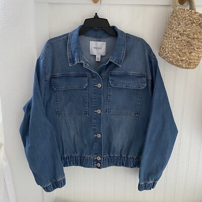 Nine West 9W Jeans Women's Denim Bomber Jacket Shallows