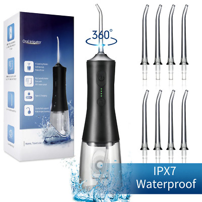 Surelang Cordless Water Flosser Dental Oral Irrigator Teeth Cleaner 8 Jet Tips