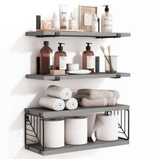 3 1 Tier Bathroom Floating Shelves Over Toilet 15.8in Farmhouse Rustic Wood S...