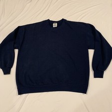 VTG 80s Jerzees Nu Blend Blank Navy Blue Crewneck Sweatshirt Sz 2XL Made In USA