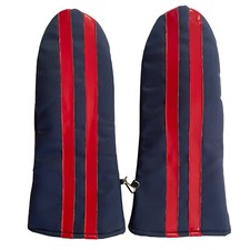 Vintage Japanese Snowmobile Mittens Fleece Lined Gloves Stripes Leather Mens M