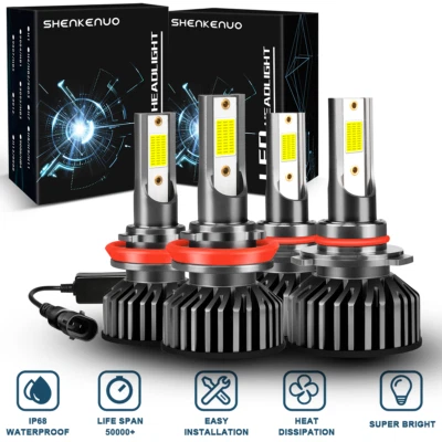 9005, HB3 + H11 LED Headlight Super Bright Bulbs Kit 6000K White High/Low Beam - image 1 of 4