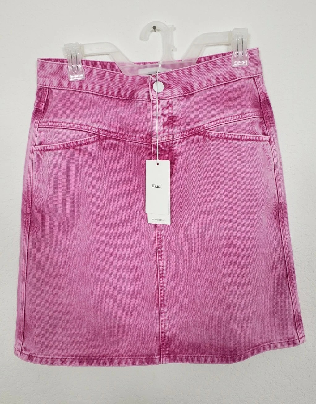 NWT Closed Womens Skirt Size 27 Pink Denim Button Zip Casual Pockets Party Italy