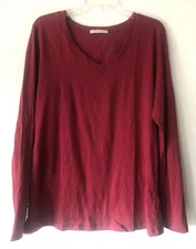 Active Basic Women's Size 3XL Fitted Red L/S Layering Shirt New Cotton Spandex