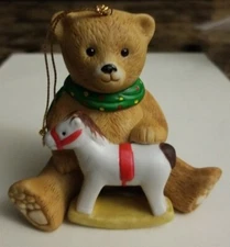 Porcelain bear With Rocking Horse  Figurine By Revco D.S., Inc