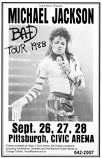 Michael Jackson Bad Tour 1988 Pittsburgh PA Concert Poster Replica🔥CLEARANCE🔥