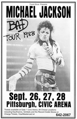 Michael Jackson Bad Tour 1988 Pittsburgh PA Concert Poster Replica