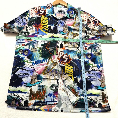 Paul Smith PS Sz M Medium Mens Pulp Print Short Sleeve Shirt Casual Fit Organic - Picture 8 of 9