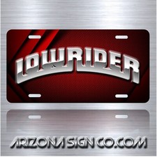 LOWRIDER LOW RIDER on RED Simulated Carbon Fiber Aluminum License Plate Tag