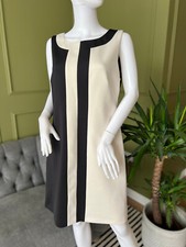 DKNY Womens Dress Black Ivory Shift Smart Casual Work Size UK 12