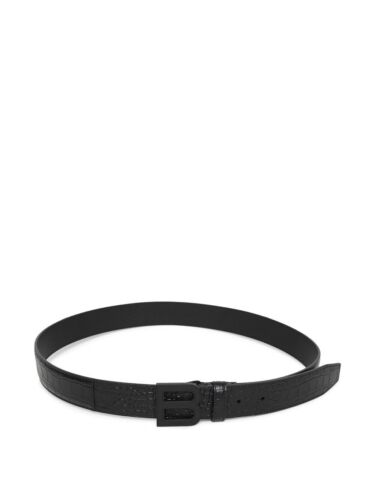 Balenciaga Hour B Leather Belt Black Crocodile Size 75cm/30