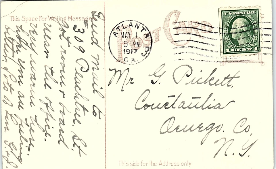 1917 ATLANTA GEORGIA MASONIC TEMPLE BUILDING PEACHTREE CAIN ST. POSTCARD 44-38 - Image 3 of 3