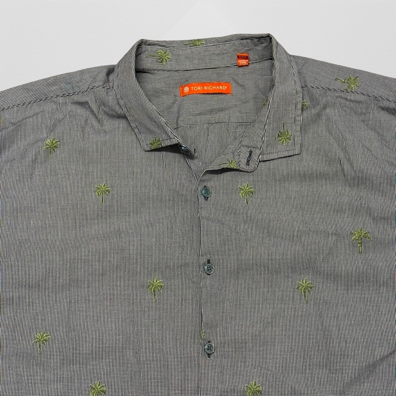 Tori Richard Shirt Mens 2XL Blue Circle Circular Cotton Dobby Button 2XL Palms