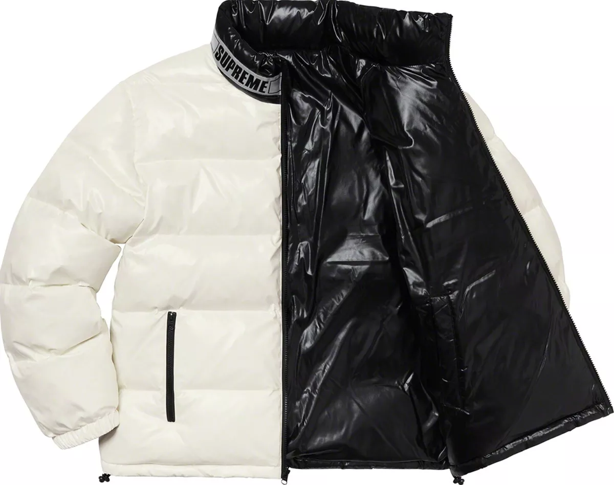 SUPREME:) SS20 Shiny Reversible Puffy Jacket SMALL White/Black100% NEW  AUTHENTIC