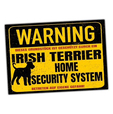 Irish Terrier Schild Warning Security System Türschild Hundeschild Warnschild Sc