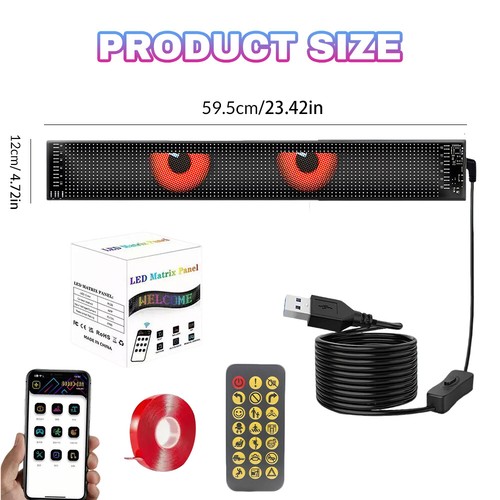 23'' Devil Eyes Colorful Eye Lamp Soft Screen Flexible LED Screen for Car Window - Picture 4 of 13