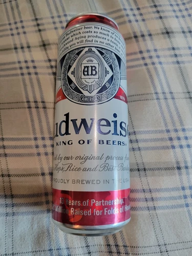  Budweiser FOLDS OF HONOR Flag Empty Beer Can 25 Oz Bottom Opened  