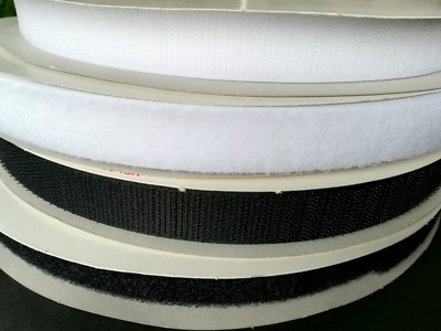 VELCRO  Marke 20mm. Schwarz oder Weiß. Klettband. ''AUFBÜGELN'' selbstklebend