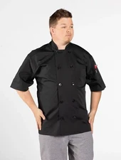 Uncommon Threads #0421 Button Double Breasted SS Chef Coat in "Black" Size M