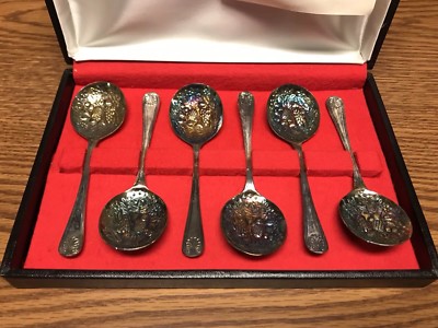 Vintage EPNS Sheffield England 24K Gold Platted Spoon Set Of 6 In