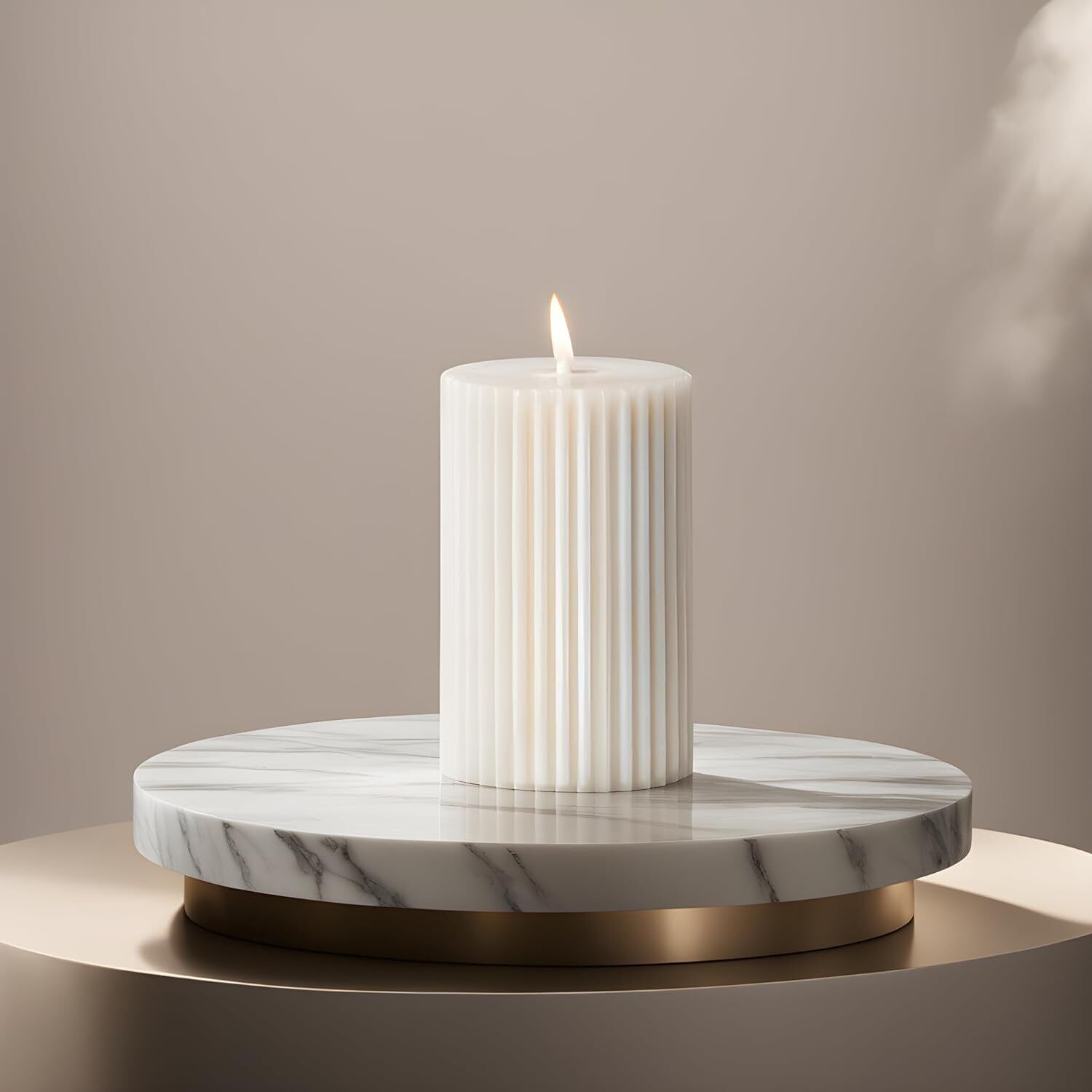 White Soy Wax Pillar Candle Ribbed Scented Pillar Candles Vanilla Set