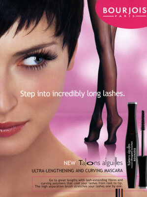 2004 Bourjois Paris mascara legs in pantyhose hosiery makeup 1-page MAGAZINE AD
