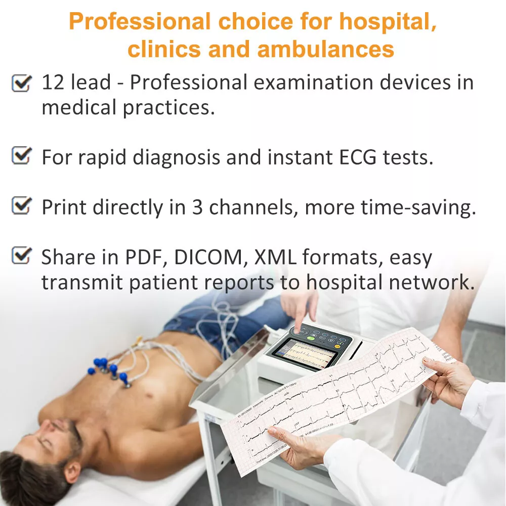 12 Lead ECG/EKG Machine w Interpretation Electrocardiograph Auto-analysed  Result 700721208685