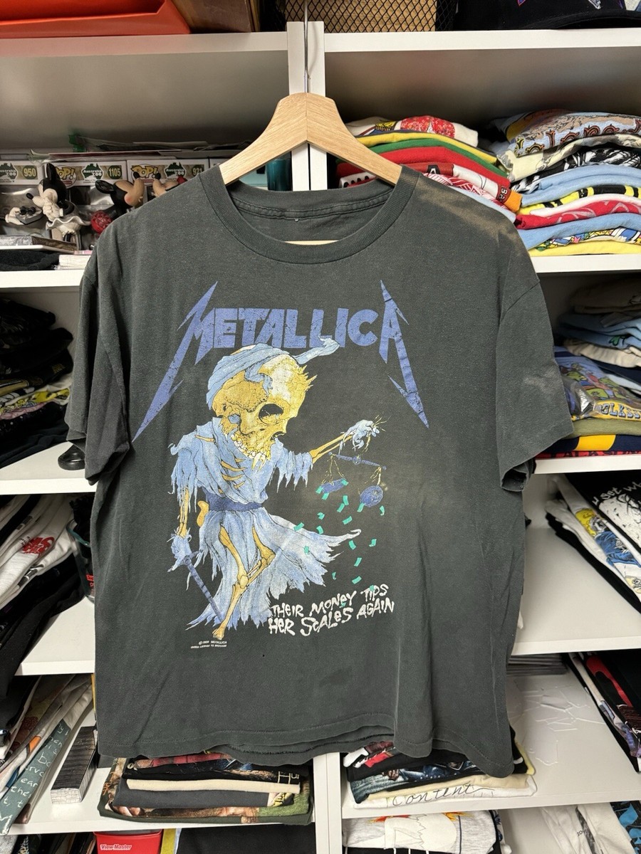 ［美品］メタリカ　Tシャツ　llica Vintage Doris Vintage 1989 Metallica Doris Their Money Tips Her Scales Again L