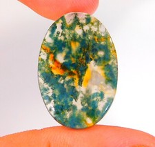 13 Cts Natural Green Moss Agate Oval Cabochon Loose Gemstone 28x18x3 mm CG 0217