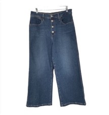 Levi's Women's Mile High Cropped Wide Leg Jeans Size 30 Button Fly Stretch EUC