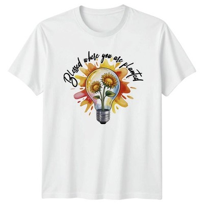 Blessed Where You Are Planted Damen T-Shirt Sonnenblume Glühbirne