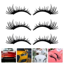 3Pairs Reusable Black Car Headlight Eyelashes Sticker Durable Pet