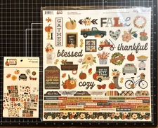 Simple Stories FALL FARMHOUSE 12X12 Combo Cardstock Stickers Partial Mini Tablet