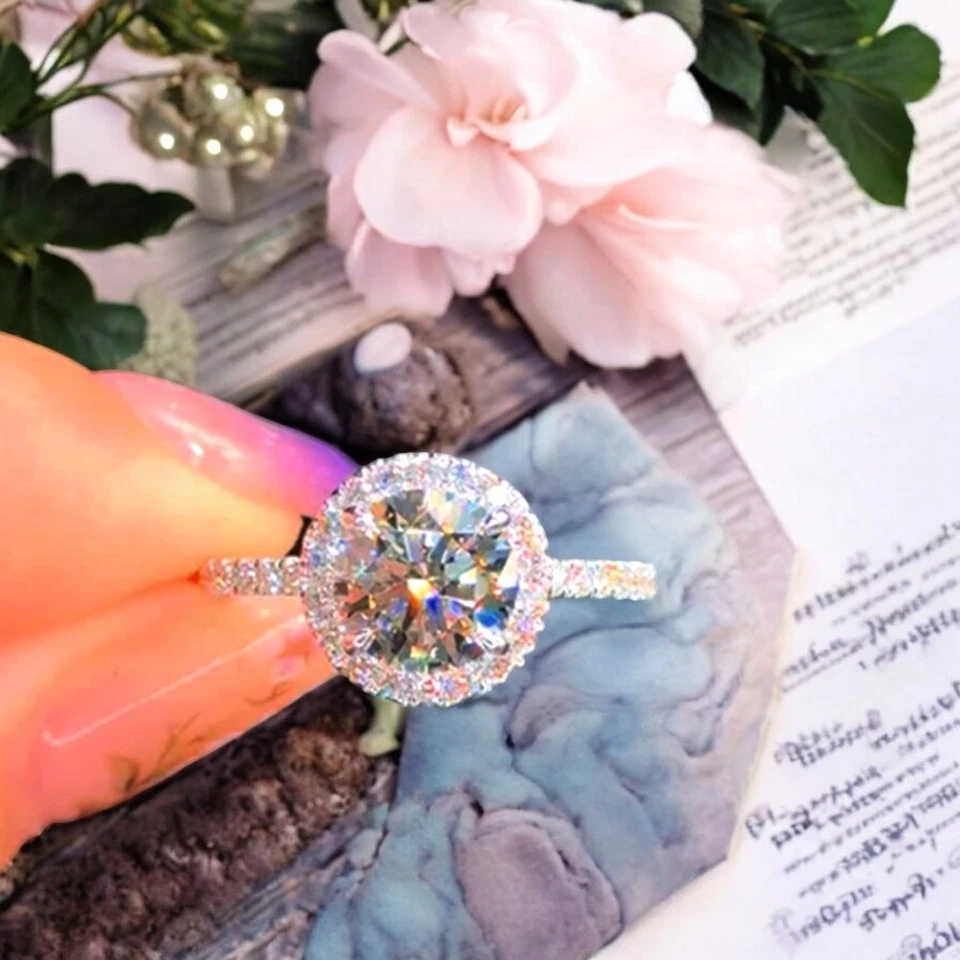 Round Cut Diamond Ring For Women Lab Grown 2.5Carat IGI Certified 14k White Gold - Image 3 of 4