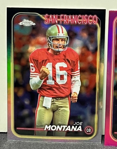 3 Joe Montana 2024 Topps Chrome Refractor Lot Pink Prism Refractor 49ers - Picture 2 of 5
