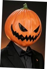 Creepy Pumpkin Mask for Adults Halloween Latex Pumpkin Evil Grin Pumpkin-yellow