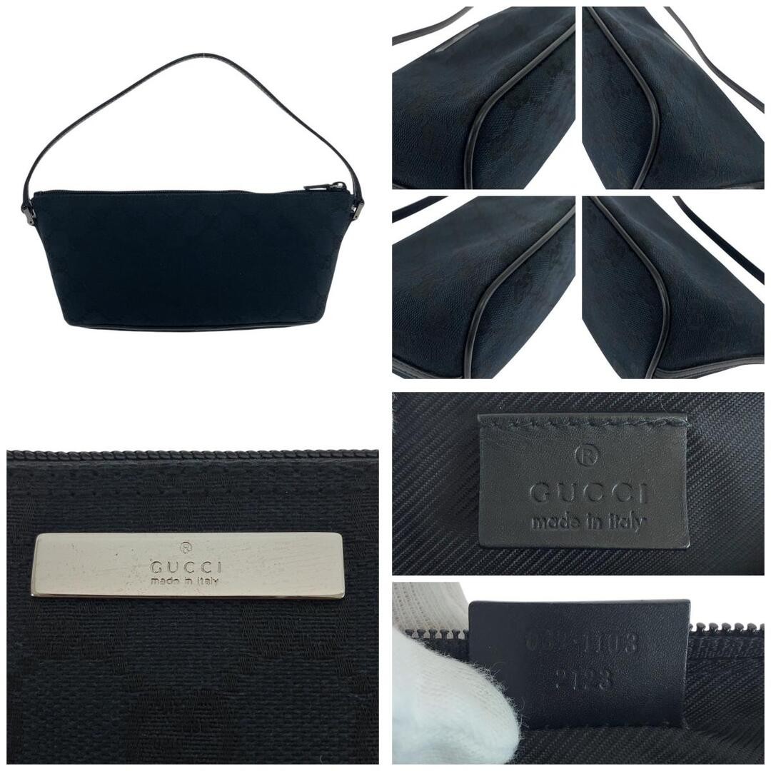 Gucci Black GG Canvas Leather Handbag Silver Hardware Used 039 1103 thumbnail 3
