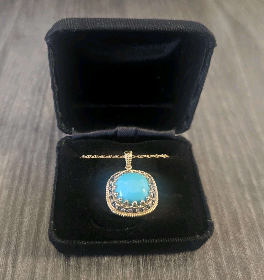 Richard Palermo Sleeping Beauty Turquoise Sapphire Diamonds 14K